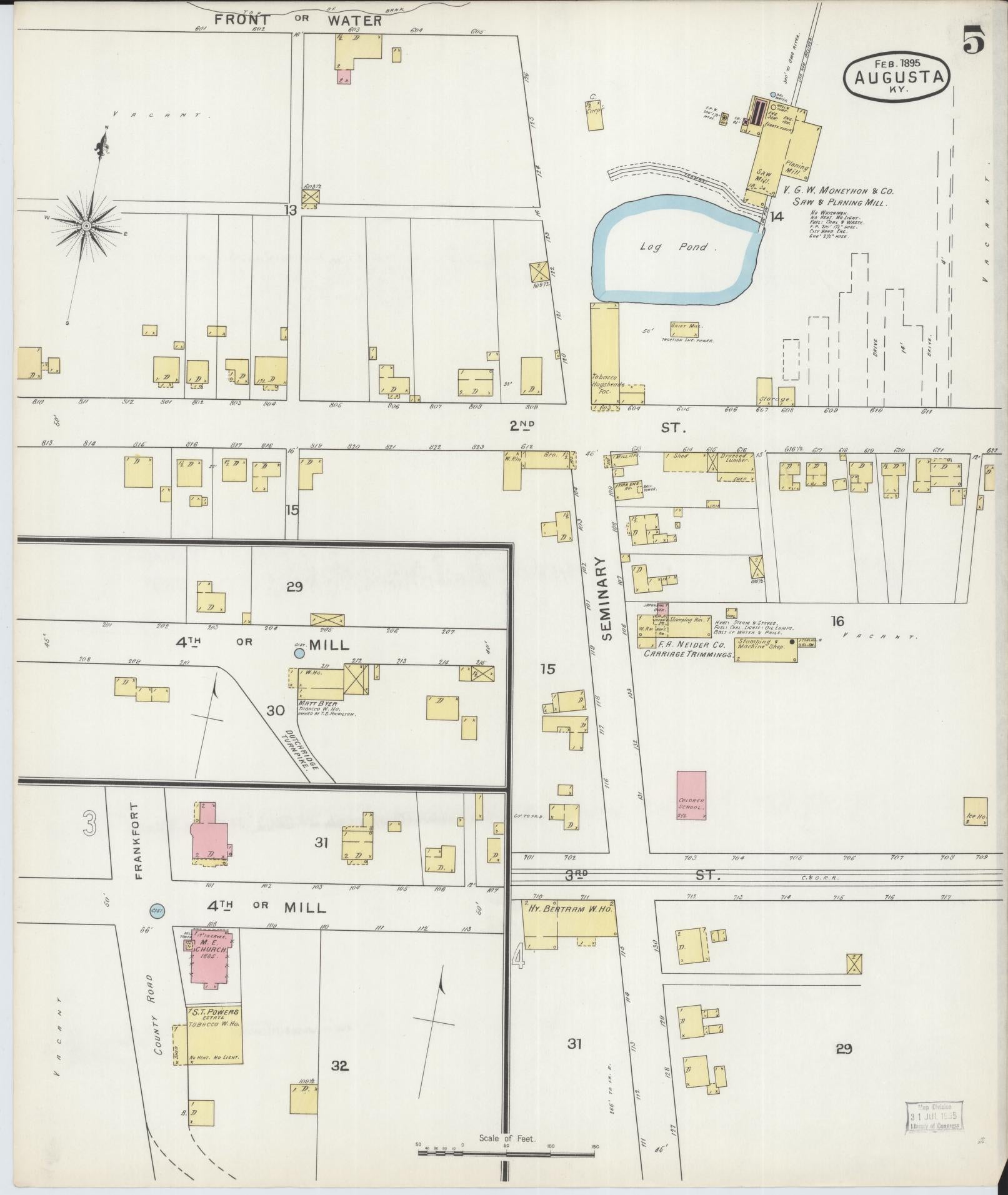 Sanborn Fire Insurance Map from Augusta, Bracken County, Kentucky (1895), Sheet #0005 - Complete Map Set gallery image, historic Sanborn map, vintage wall art, Kentucky Kentucky