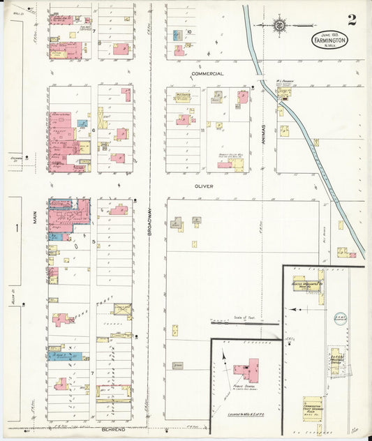 Sanborn Fire Insurance Map from Farmington, San Juan County, New Mexico (1913), Sheet #0002 - Historic Sanborn Fire Insurance Map Print, vintage old map wall art, antique decor, genealogy gift, New Mexico New Mexico map