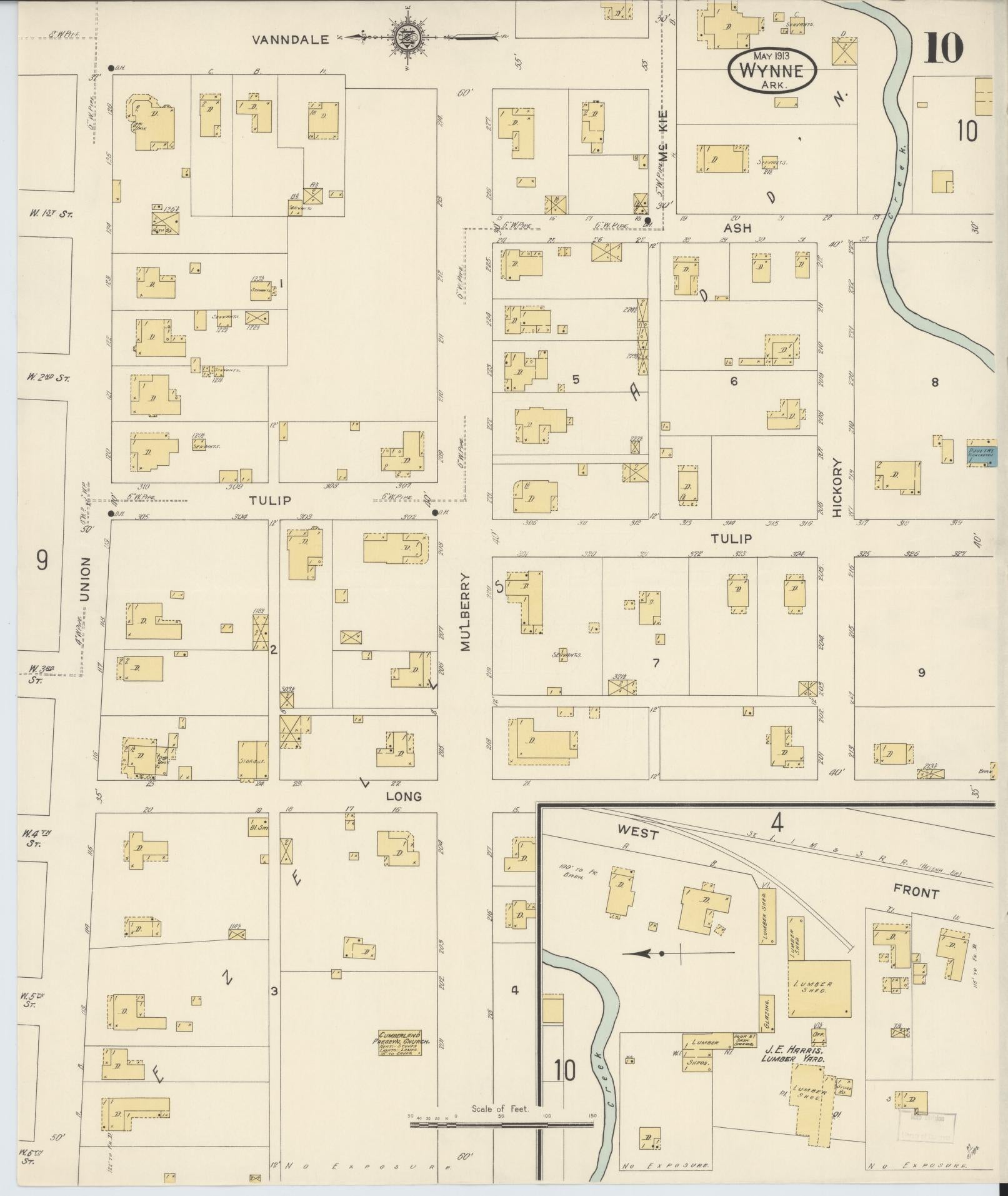 Sanborn Fire Insurance Map from Wynne, Cross County, Arkansas (1913), Sheet #0010 - Complete Map Set gallery image, historic Sanborn map, vintage wall art, Arkansas Arkansas