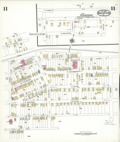 Sanborn Fire Insurance Map from Mauch Chunk, Carbon County, Pennsylvania (1923), Sheet #0011 - Historic Sanborn Fire Insurance Map Print, vintage old map wall art, antique decor, genealogy gift, Pennsylvania Pennsylvania map
