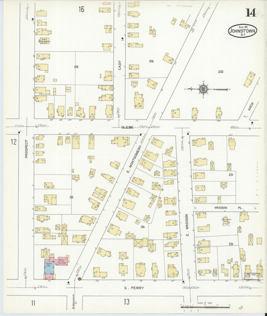 Sanborn Fire Insurance Map from Johnstown, Fulton County, New York (1912), Sheet #0014 - Historic Sanborn Fire Insurance Map Print, vintage old map wall art, antique decor, genealogy gift, New York New York map