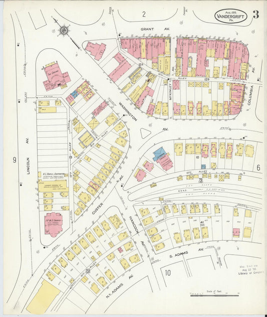 Sanborn Fire Insurance Map from Vandergrift, Westmoreland County, Pennsylvania (1915), Sheet #0003 - Historic Sanborn Fire Insurance Map Print, vintage old map wall art, antique decor, genealogy gift, Pennsylvania Pennsylvania map