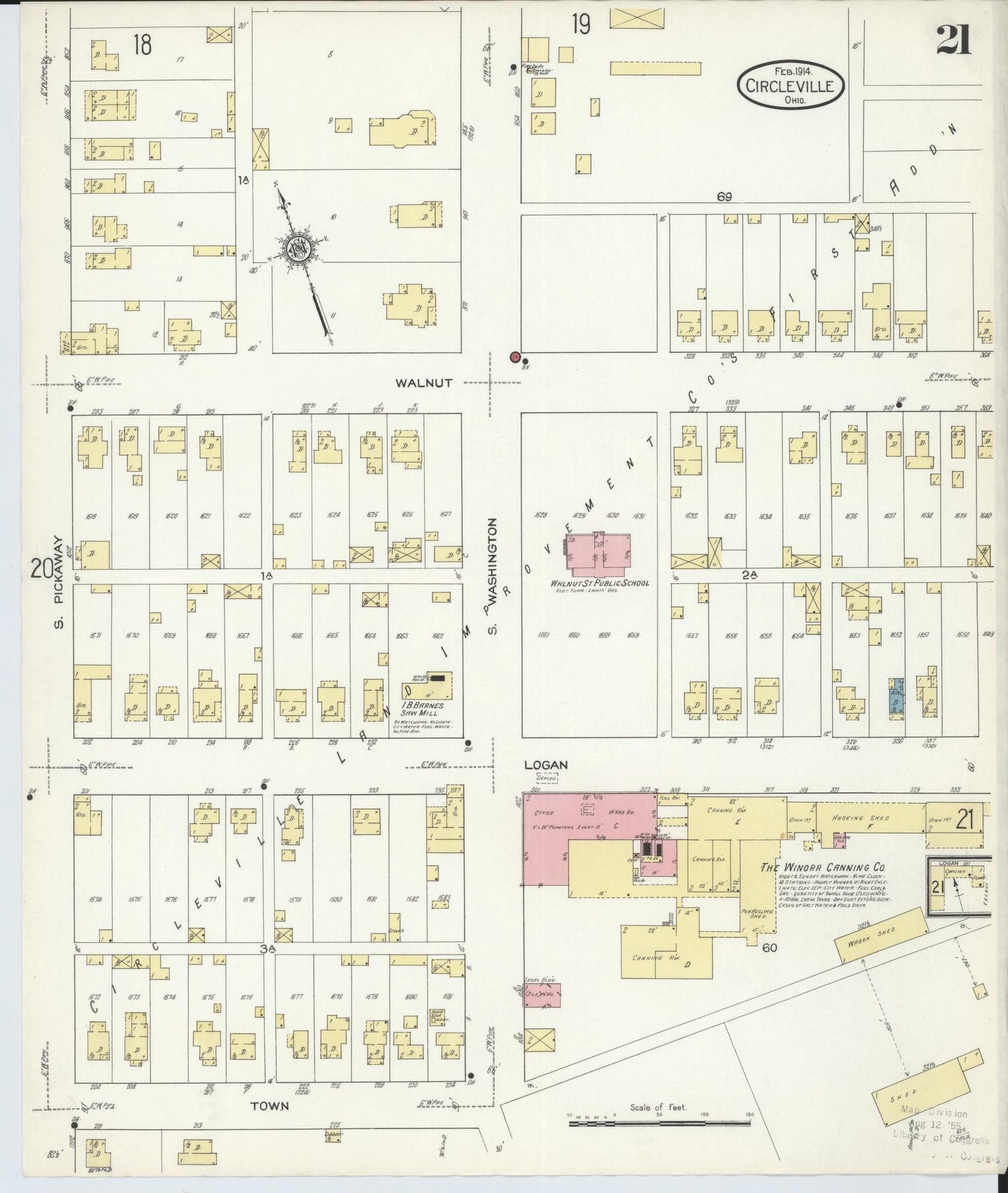 Sanborn Fire Insurance Map from Circleville, Pickaway County, Ohio (1914), Sheet #0021 - Complete Map Set gallery image, historic Sanborn map, vintage wall art, Ohio Ohio