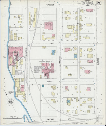 Sanborn Fire Insurance Map from Rockford, Winnebago County, Illinois (1891), Sheet #0020 - Complete Map Set gallery image, historic Sanborn map, vintage wall art, Illinois Illinois