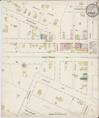Sanborn Fire Insurance Map from Conway, Faulkner County, Arkansas (1886), Sheet #0001 - Complete Map Set gallery image, historic Sanborn map, vintage wall art, Arkansas Arkansas
