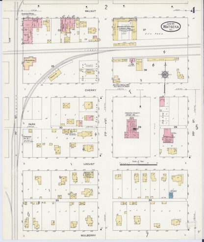 Sanborn Fire Insurance Map from Watseka, Iroquois County, Illinois (1911), Sheet #0004 - Historic Sanborn Fire Insurance Map Print, vintage old map wall art, antique decor, genealogy gift, Illinois Illinois map