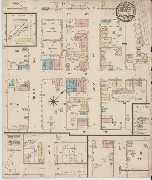 Sanborn Fire Insurance Map from Wichita Falls, Wichita County, Texas (1885), Sheet #0001 - Historic Sanborn Fire Insurance Map Print, vintage old map wall art, antique decor, genealogy gift, Texas Texas map