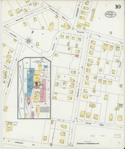 Sanborn Fire Insurance Map from Norwalk, Fairfield County, Connecticut (1906), Sheet #0010 - Complete Map Set gallery image, historic Sanborn map, vintage wall art, Connecticut Connecticut