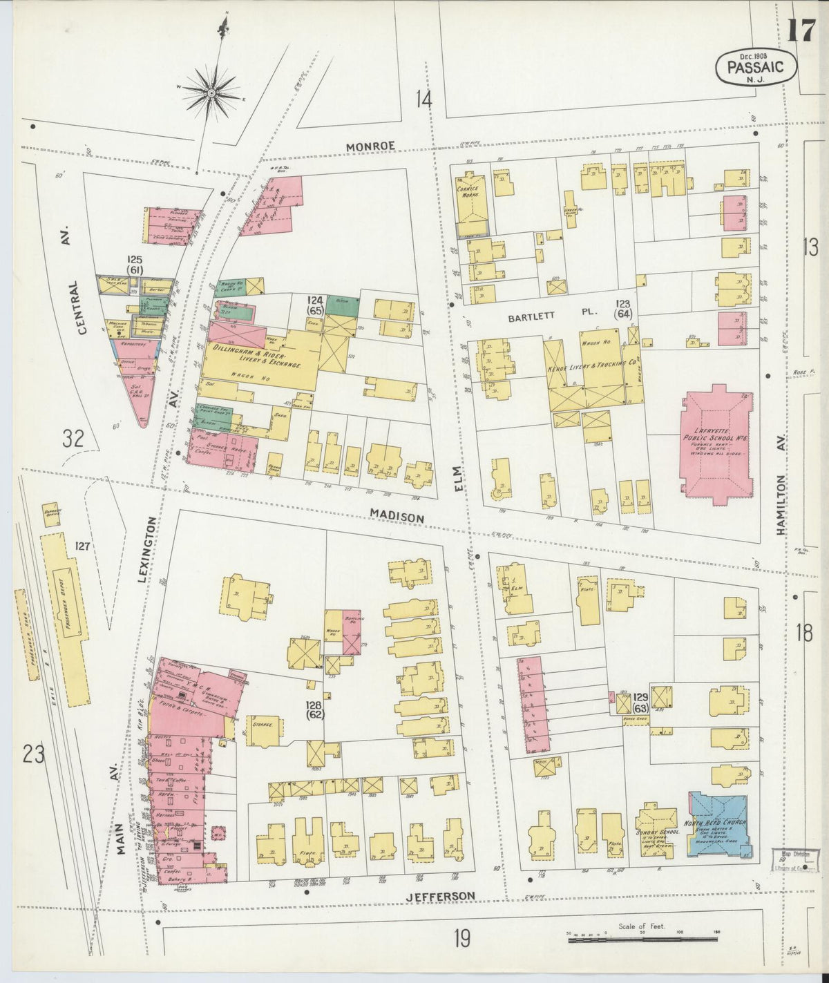 Sanborn Fire Insurance Map from Passaic, Passaic County, New Jersey (1903), Sheet #0017 - Complete Map Set gallery image, historic Sanborn map, vintage wall art, New Jersey New Jersey