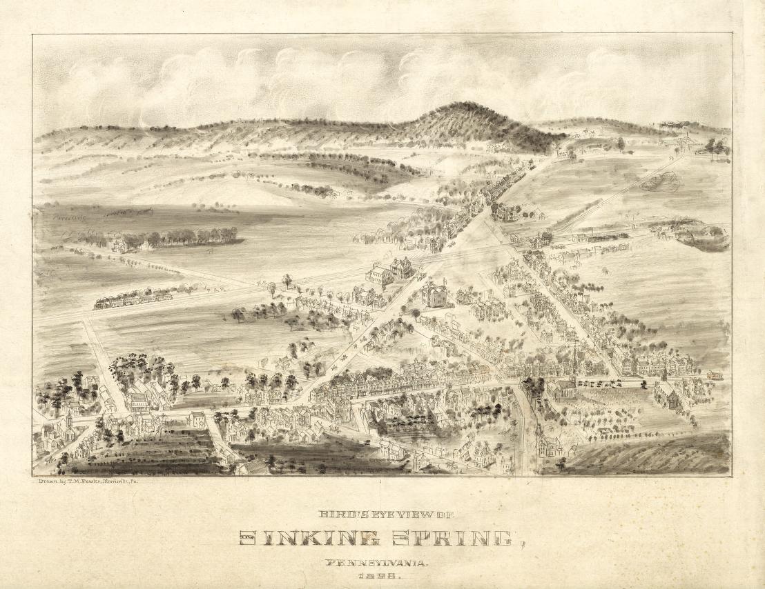 Bird's eye view of Sinking Spring, Pennsylvania. (1898) – Historic Bird’s-Eye View Panorama Print