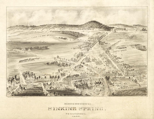 Bird's eye view of Sinking Spring, Pennsylvania. (1898) – Historic Bird’s-Eye View Panorama Print