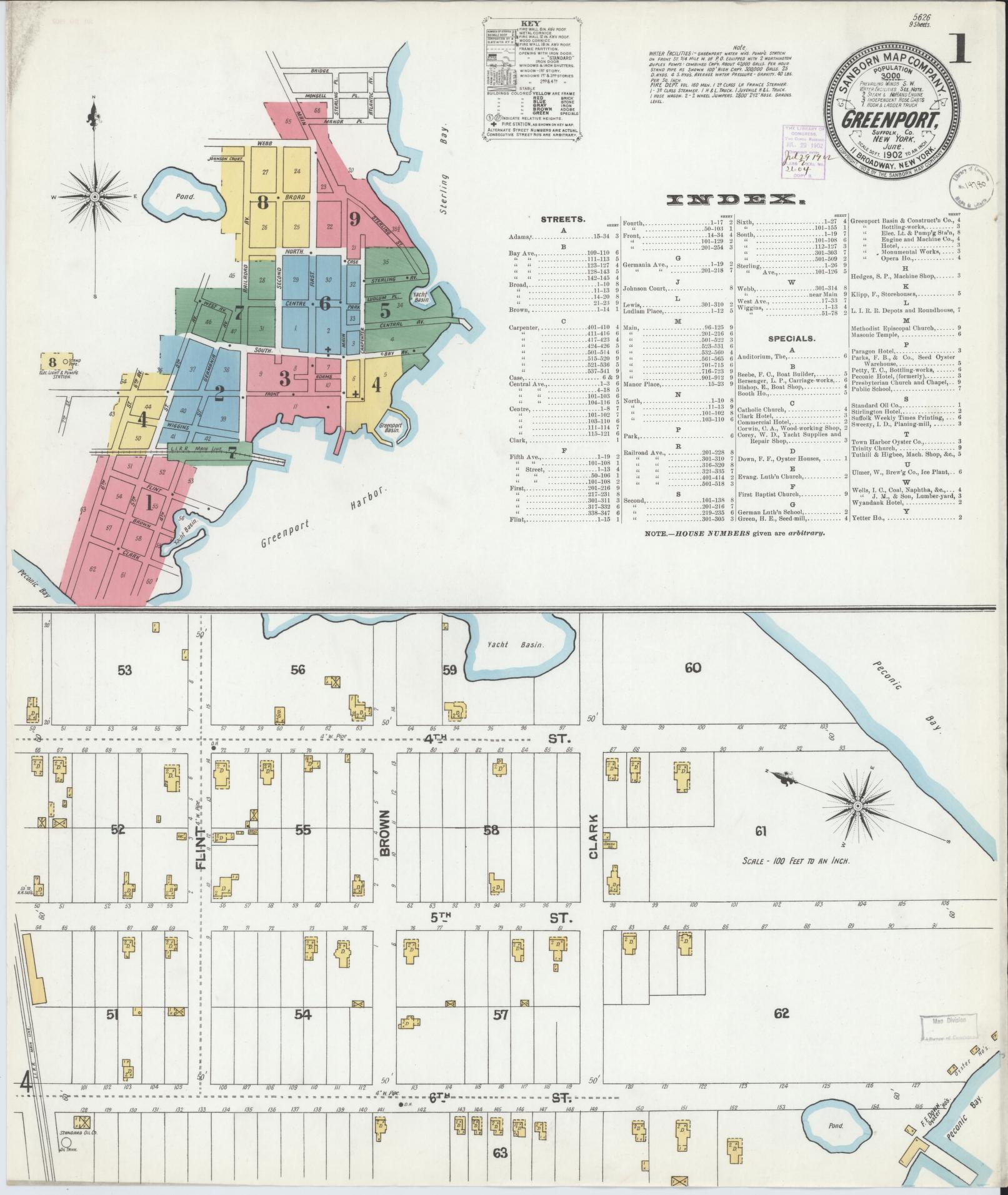 Sanborn Fire Insurance Map from Greenport, Suffolk County, New York. (1902) – Historic Sanborn Fire Insurance Map Print