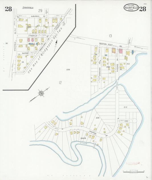 Sanborn Fire Insurance Map from Fairfield, Fairfield County, Connecticut (1930), Sheet #0028 - Historic Sanborn Fire Insurance Map Print, vintage old map wall art, antique decor, genealogy gift, Connecticut Connecticut map