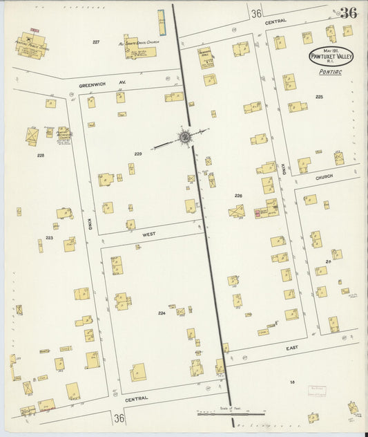 Sanborn Fire Insurance Map from Pawtuxet Valley, Kent and Providence Counties, Rhode Island (1911), Sheet #0036 - Historic Sanborn Fire Insurance Map Print, vintage old map wall art, antique decor, genealogy gift, Washington Washington map