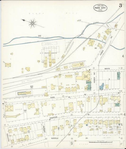 Sanborn Fire Insurance Map from Park City, Summit County, Utah (1900), Sheet #0003 - Historic Sanborn Fire Insurance Map Print, vintage old map wall art, antique decor, genealogy gift, Utah Utah map