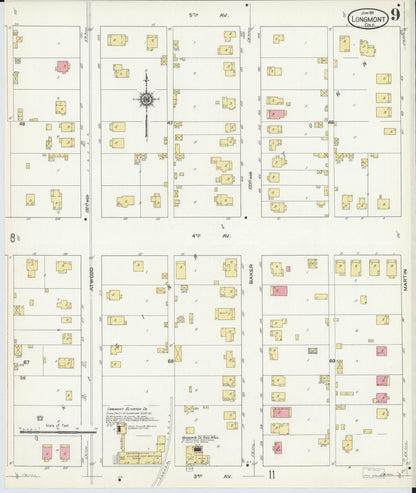 Sanborn Fire Insurance Map from Longmont, Boulder County, Colorado (1911), Sheet #0009 - Complete Map Set gallery image, historic Sanborn map, vintage wall art, Colorado Colorado