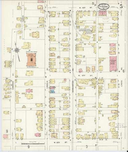 Sanborn Fire Insurance Map from Tyrone, Blair County, Pennsylvania (1911), Sheet #0005 - Complete Map Set gallery image, historic Sanborn map, vintage wall art, Pennsylvania Pennsylvania
