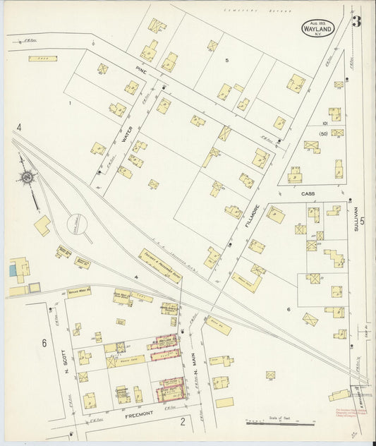 Sanborn Fire Insurance Map from Wayland, Steuben County, New York (1913), Sheet #0003 - Historic Sanborn Fire Insurance Map Print, vintage old map wall art, antique decor, genealogy gift, New York New York map
