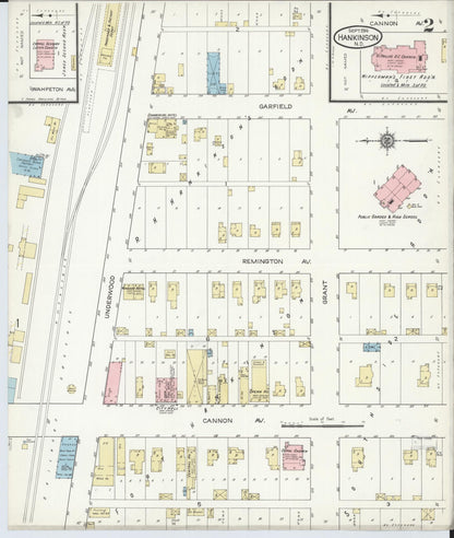 Sanborn Fire Insurance Map from Hankinson, Richland County, North Dakota (1914), Sheet #0002 - Complete Map Set gallery image, historic Sanborn map, vintage wall art, North Dakota North Dakota