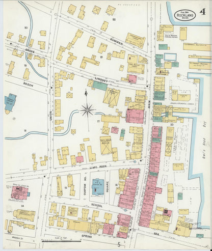 Sanborn Fire Insurance Map from Rockland, Knox County, Maine (1904), Sheet #0004 - Complete Map Set gallery image, historic Sanborn map, vintage wall art, Maine Maine