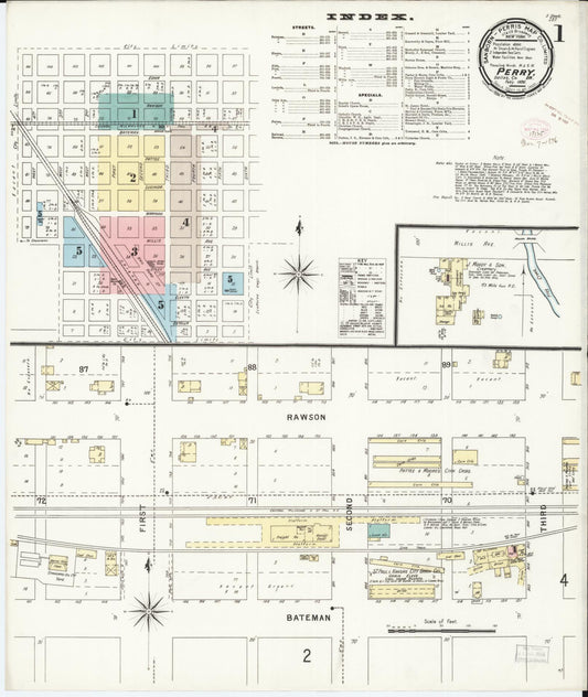 Sanborn Fire Insurance Map from Perry, Dallas County, Iowa (1896), Sheet #0001 - Historic Sanborn Fire Insurance Map Print, vintage old map wall art