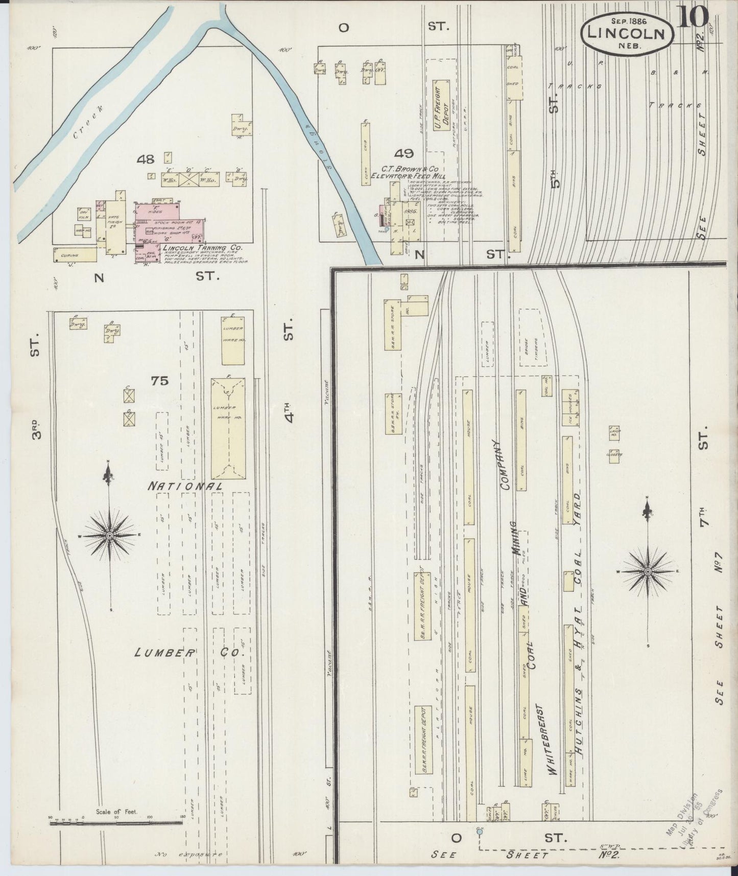 Sanborn Fire Insurance Map from Lincoln, Lancaster County, Nebraska (1886), Sheet #0010 - Complete Map Set gallery image, historic Sanborn map, vintage wall art, Nebraska Nebraska