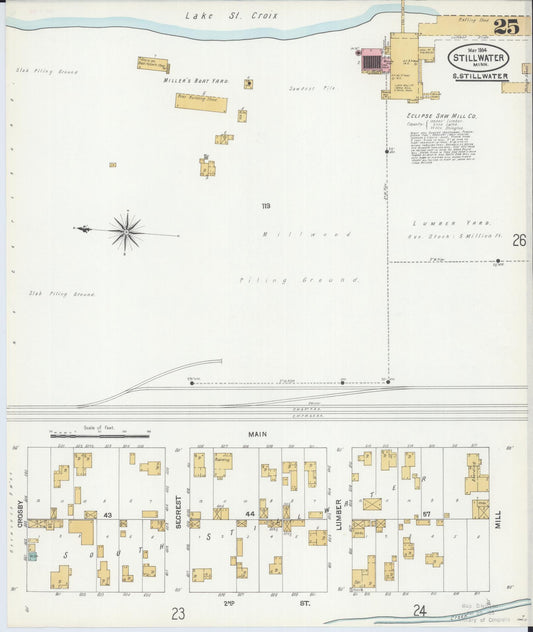 Sanborn Fire Insurance Map from Stillwater, Washington County, Minnesota (1904), Sheet #0025 - Historic Sanborn Fire Insurance Map Print, vintage old map wall art, antique decor, genealogy gift, Minnesota Minnesota map