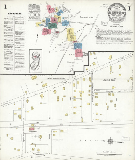 Sanborn Fire Insurance Map from Bernardsville, Somerset County, New Jersey (1923), Sheet #0001 - Complete Map Set gallery image, historic Sanborn map, vintage wall art, New Jersey New Jersey
