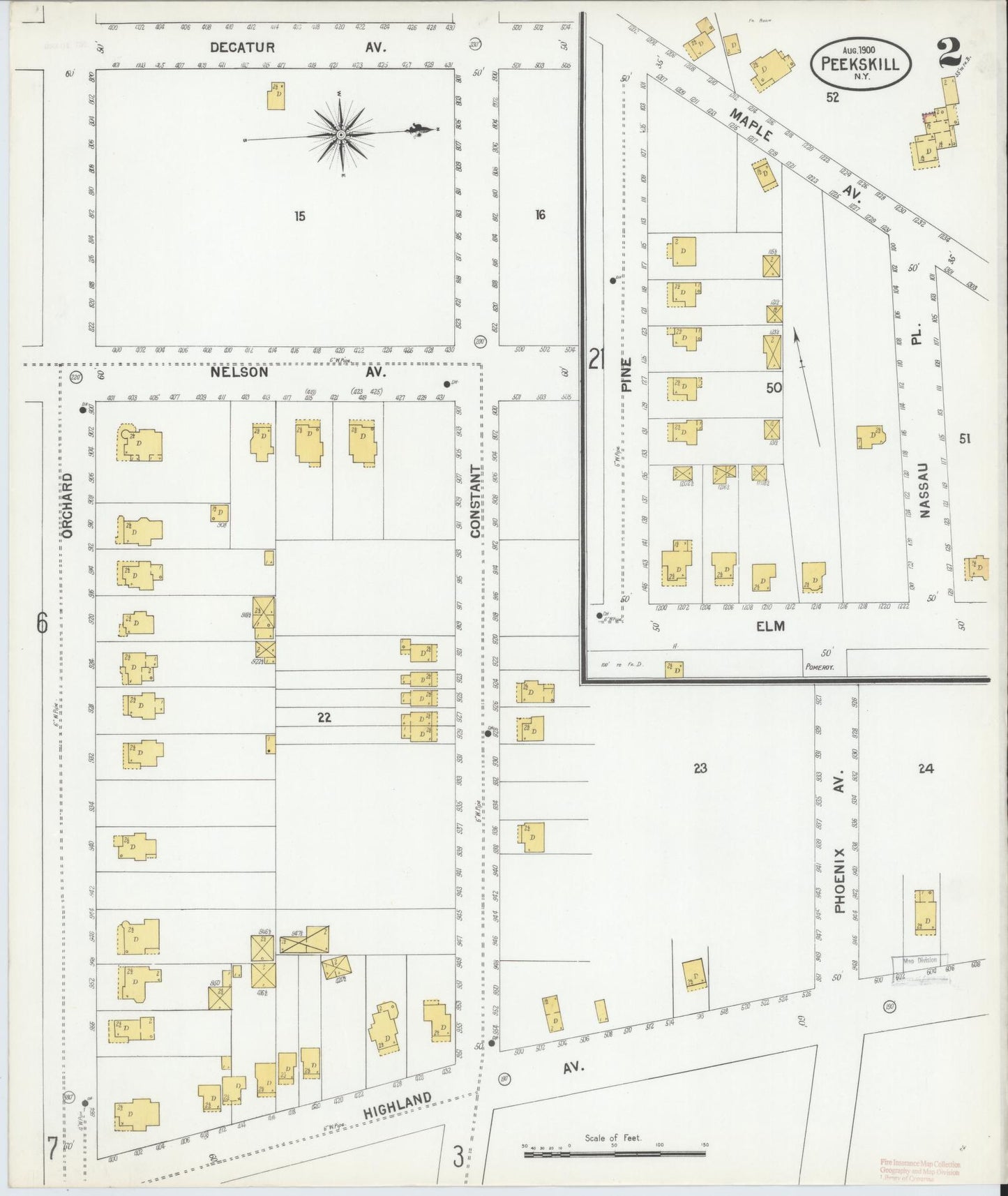 Sanborn Fire Insurance Map from Peekskill, Westchester County, New York (1900), Sheet #0002 - Complete Map Set gallery image, historic Sanborn map, vintage wall art, New York New York