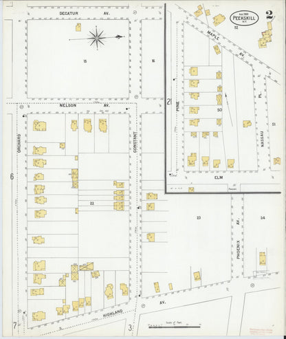 Sanborn Fire Insurance Map from Peekskill, Westchester County, New York (1900), Sheet #0002 - Complete Map Set gallery image, historic Sanborn map, vintage wall art, New York New York