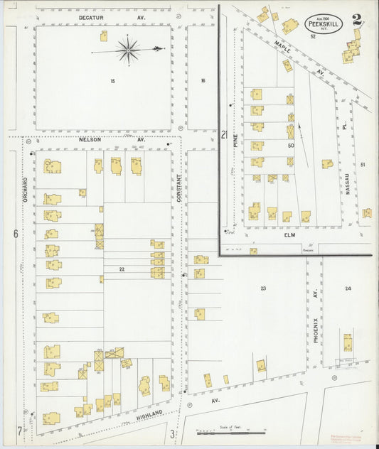 Sanborn Fire Insurance Map from Peekskill, Westchester County, New York (1900), Sheet #0002 - Complete Map Set gallery image, historic Sanborn map, vintage wall art, New York New York