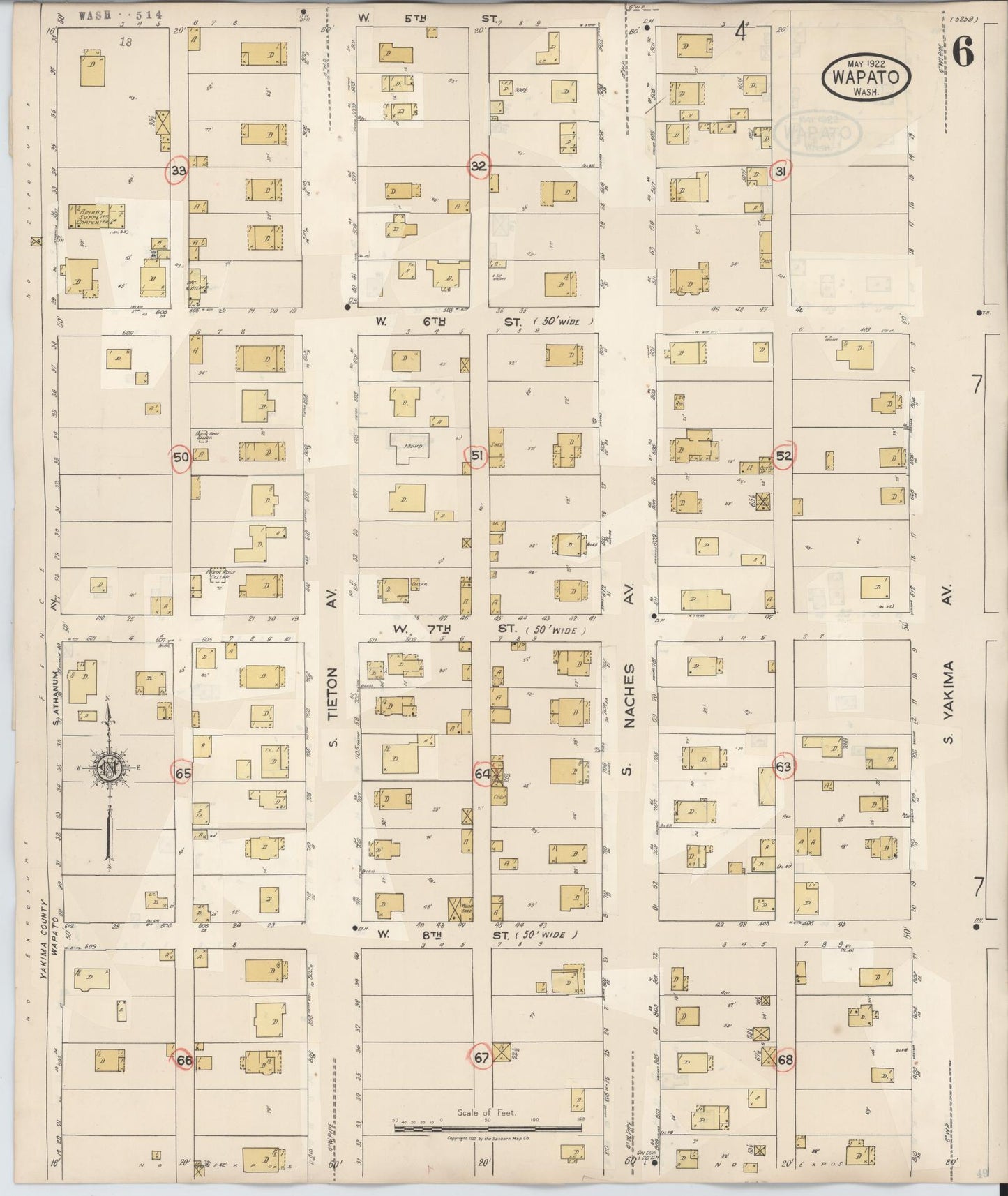 Sanborn Fire Insurance Map from Wapato, Yakima County, Washington (1941), Sheet #0006 - Complete Map Set gallery image, historic Sanborn map, vintage wall art, Washington Washington
