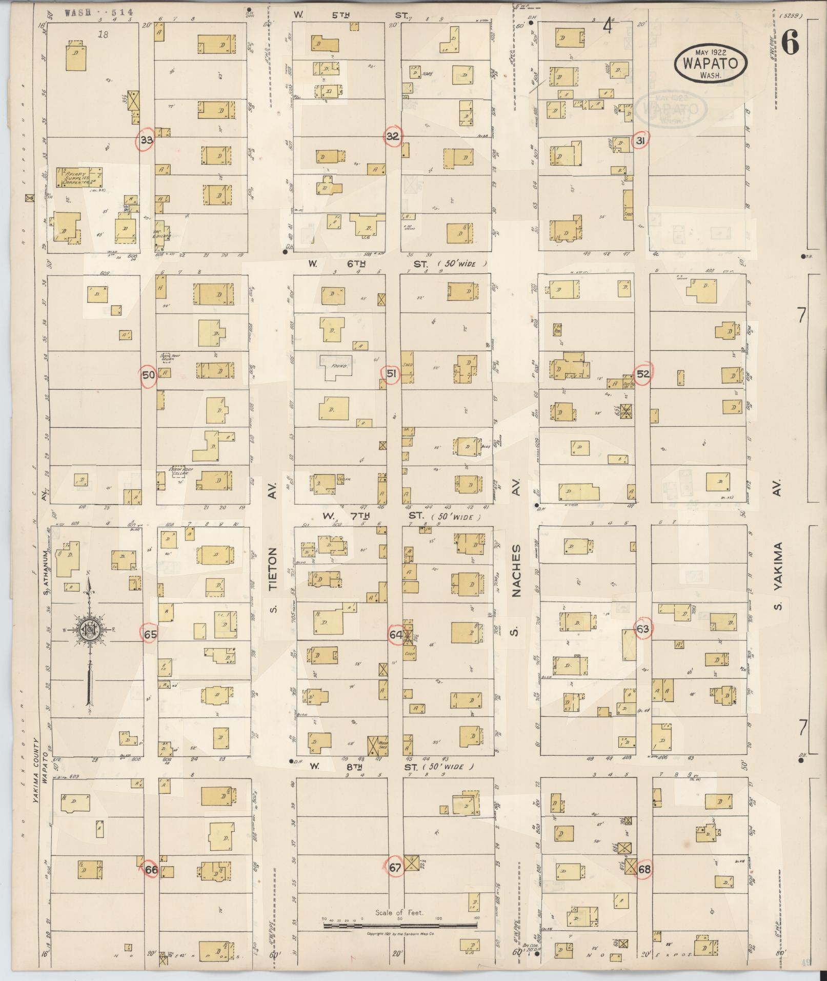 Sanborn Fire Insurance Map from Wapato, Yakima County, Washington (1941), Sheet #0006 - Complete Map Set gallery image, historic Sanborn map, vintage wall art, Washington Washington
