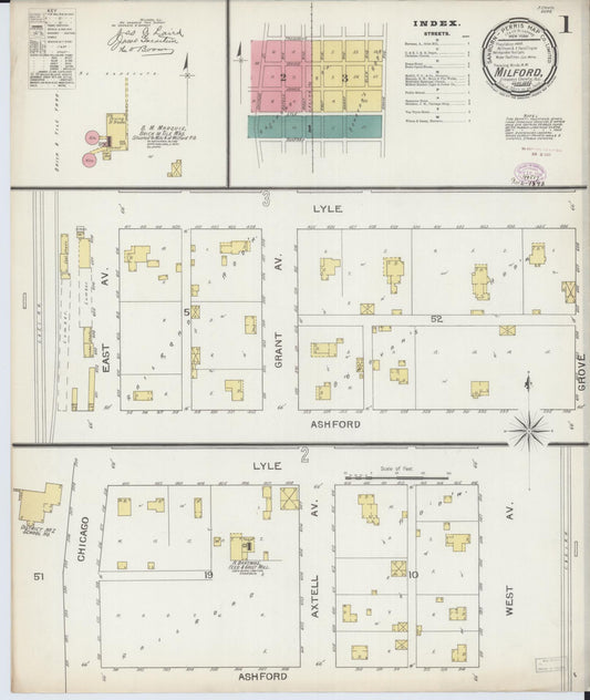 Sanborn Fire Insurance Map from Milford, Iroquois County, Illinois (1893), Sheet #0001 - Historic Sanborn Fire Insurance Map Print, vintage old map wall art, antique decor, genealogy gift, Illinois Illinois map