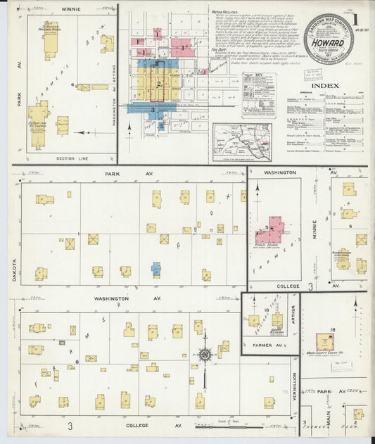 Sanborn Fire Insurance Map from Howard, Miner County, South Dakota (1917), Sheet #0001 - Complete Map Set gallery image, historic Sanborn map, vintage wall art, South Dakota South Dakota