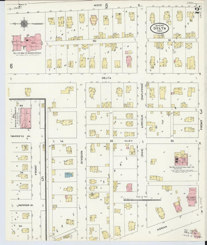 Sanborn Fire Insurance Map from Delta, Fulton County, Ohio (1905), Sheet #0006 - Historic Sanborn Fire Insurance Map Print, vintage old map wall art, antique decor, genealogy gift, Ohio Ohio map