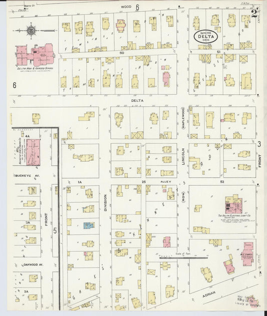 Sanborn Fire Insurance Map from Delta, Fulton County, Ohio (1905), Sheet #0006 - Historic Sanborn Fire Insurance Map Print, vintage old map wall art, antique decor, genealogy gift, Ohio Ohio map