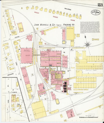 Sanborn Fire Insurance Map from Ottumwa, Wapello County, Iowa (1902), Sheet #0023 - Historic Sanborn Fire Insurance Map Print, vintage old map wall art