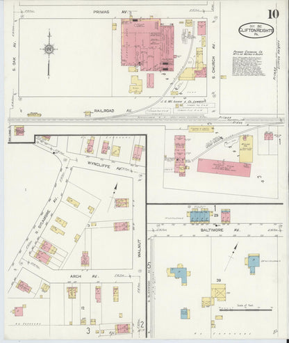 Sanborn Fire Insurance Map from Clifton Heights, Delaware County, Pennsylvania (1912), Sheet #0010 - Historic Sanborn Fire Insurance Map Print, vintage old map wall art, antique decor, genealogy gift, Pennsylvania Pennsylvania map