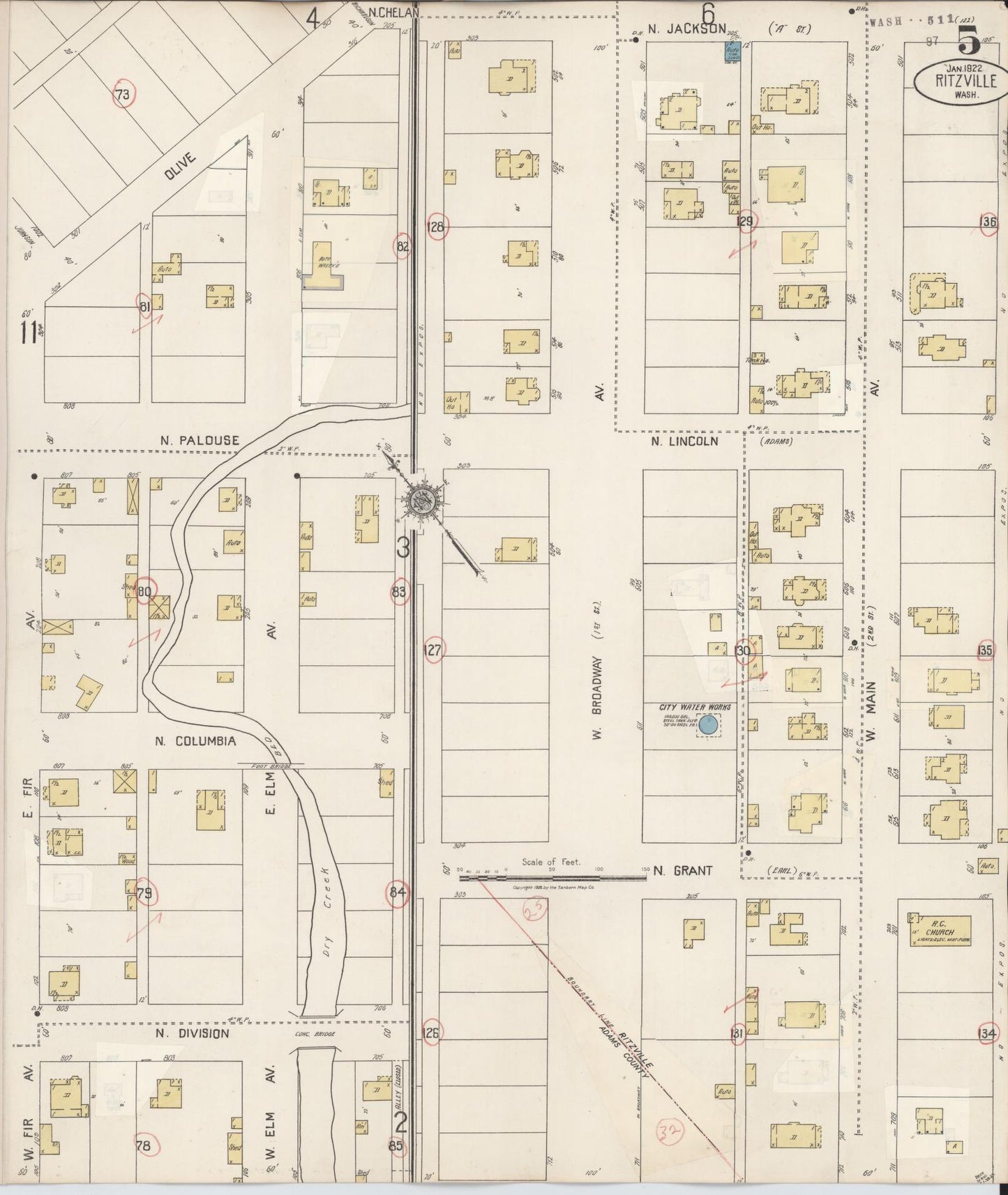 Sanborn Fire Insurance Map from Ritzville, Adams County, Washington (1939), Sheet #0005 - Complete Map Set gallery image, historic Sanborn map, vintage wall art, Washington Washington