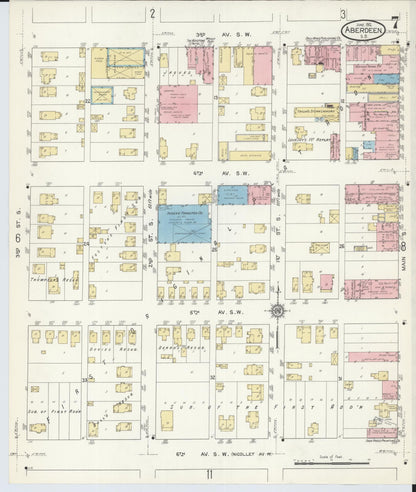 Sanborn Fire Insurance Map from Aberdeen, Brown County, South Dakota (1912), Sheet #0007 - Complete Map Set gallery image, historic Sanborn map, vintage wall art, South Dakota South Dakota
