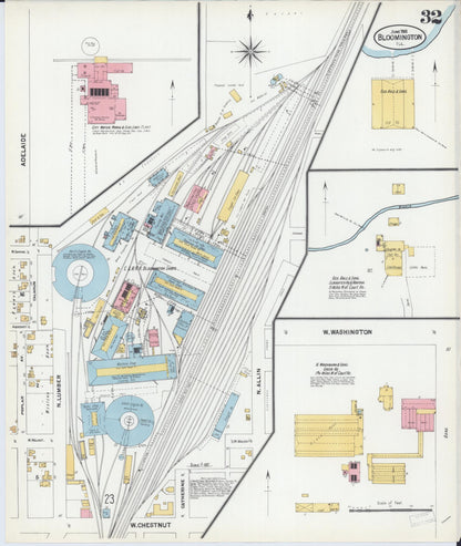 Sanborn Fire Insurance Map from Bloomington, McLean County, Illinois (1901), Sheet #0032 - Complete Map Set gallery image, historic Sanborn map, vintage wall art, Illinois Illinois