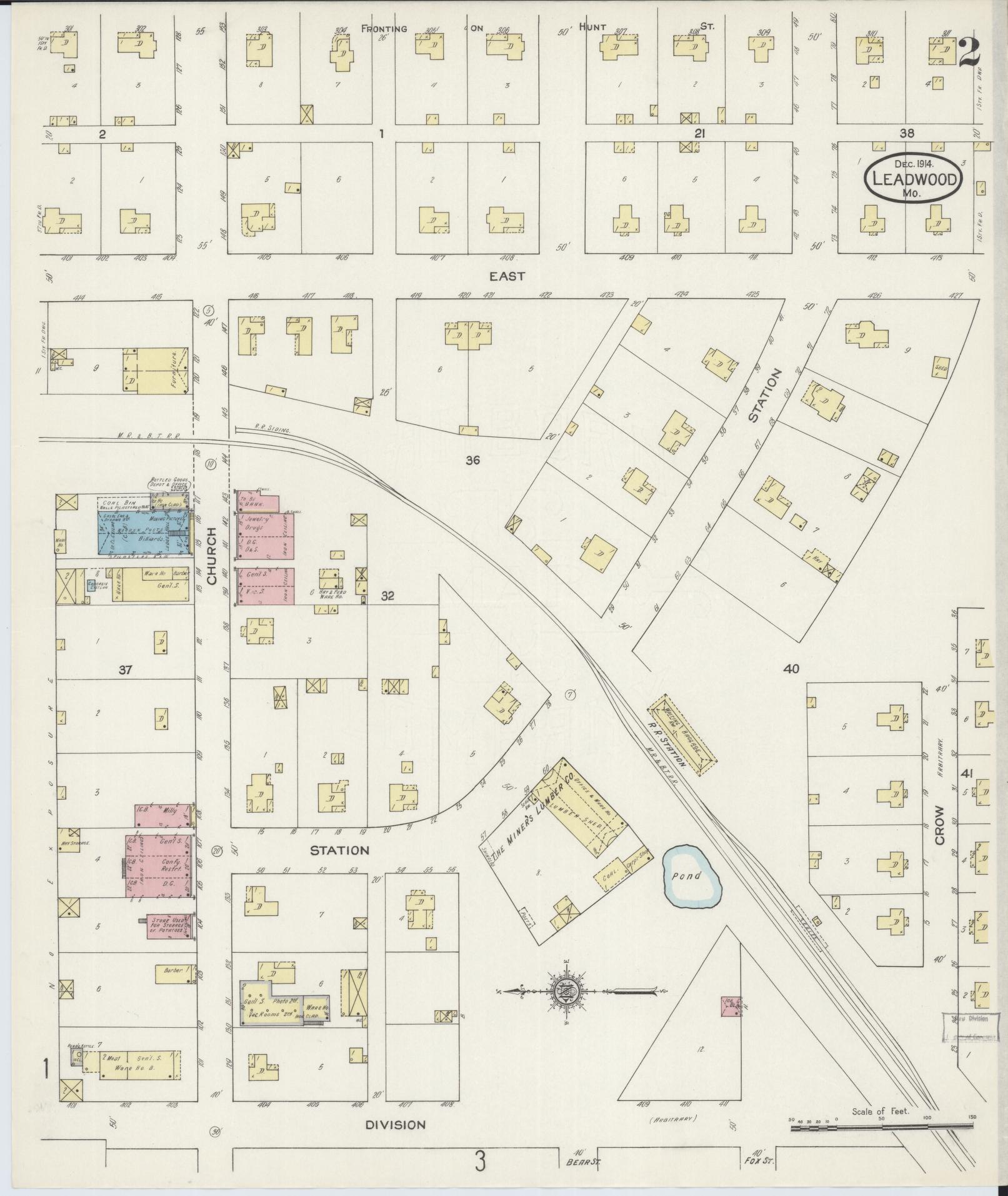 Sanborn Fire Insurance Map from Leadwood, Saint Francois County, Missouri (1914), Sheet #0002 - Complete Map Set gallery image, historic Sanborn map, vintage wall art, Missouri Missouri