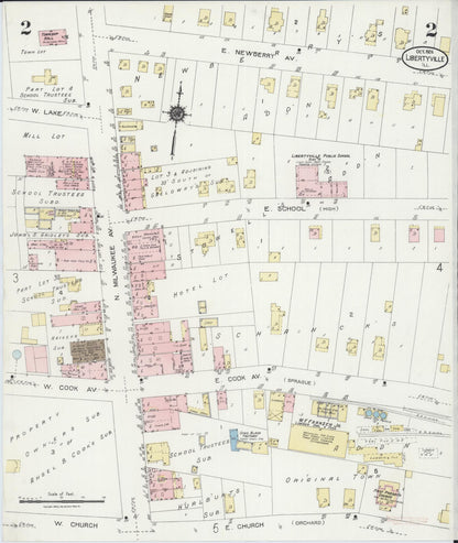 Sanborn Fire Insurance Map from Libertyville, Lake County, Illinois (1924), Sheet #0002 - Complete Map Set gallery image, historic Sanborn map, vintage wall art, Illinois Illinois