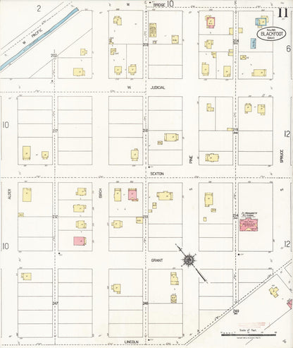 Sanborn Fire Insurance Map from Blackfoot, Bingham County, Idaho (1921), Sheet #0011 - Complete Map Set gallery image, historic Sanborn map, vintage wall art, Idaho Idaho