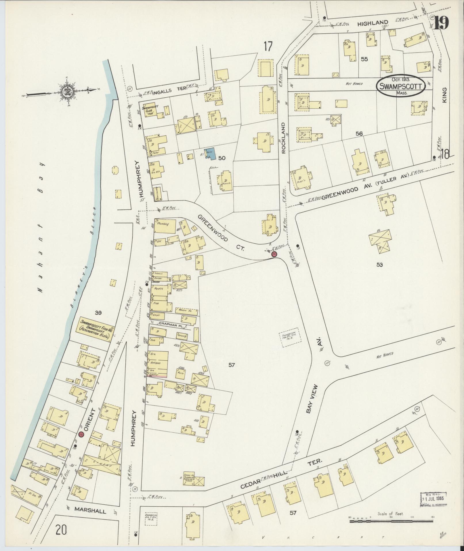 Sanborn Fire Insurance Map from Swampscott, Essex County, Massachusetts (1913), Sheet #0019 - Complete Map Set gallery image, historic Sanborn map, vintage wall art, Massachusetts Massachusetts