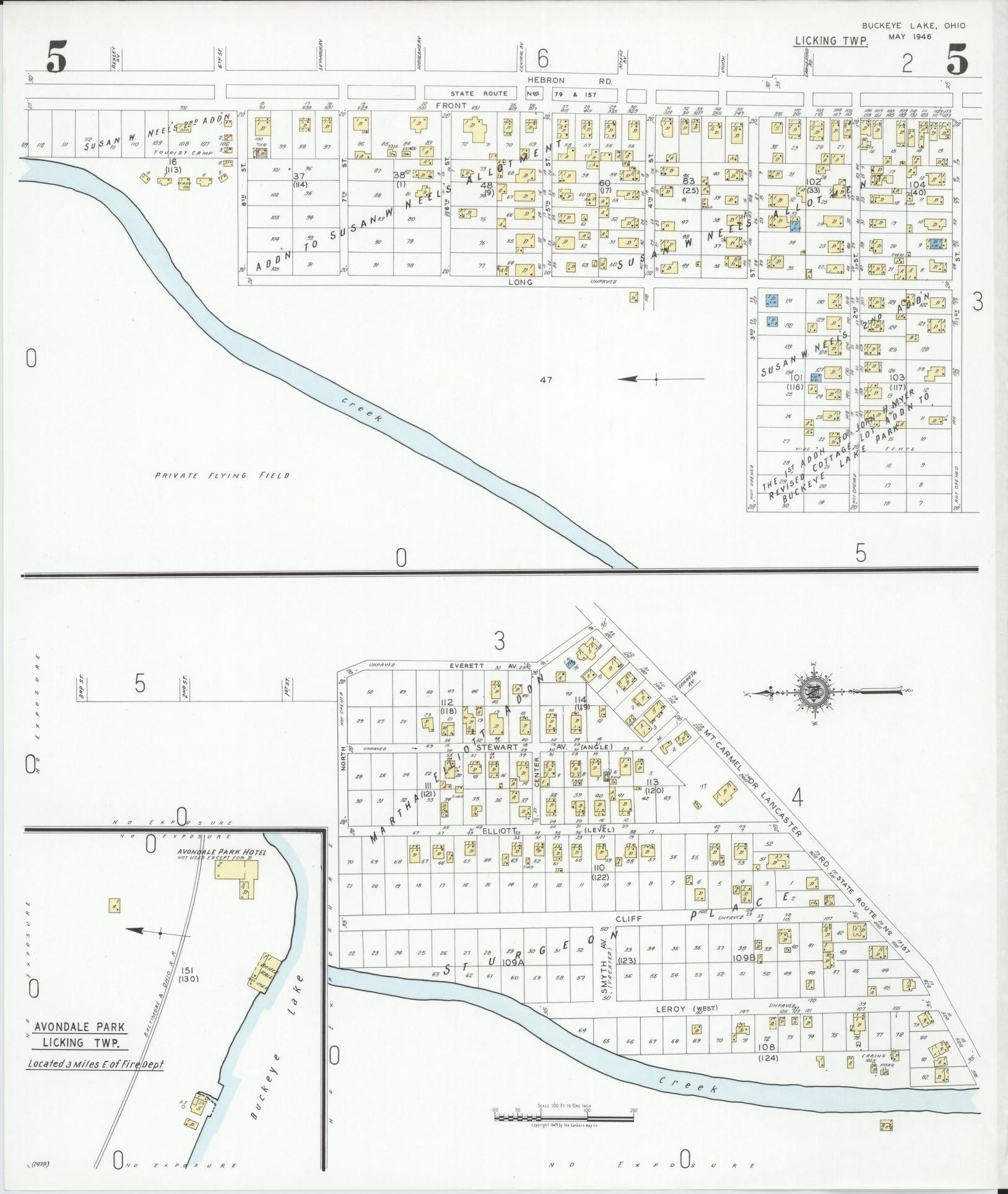 Sanborn Fire Insurance Map from Buckeye Lake, Licking County, Ohio (1946), Sheet #0005 - Complete Map Set gallery image, historic Sanborn map, vintage wall art, Ohio Ohio
