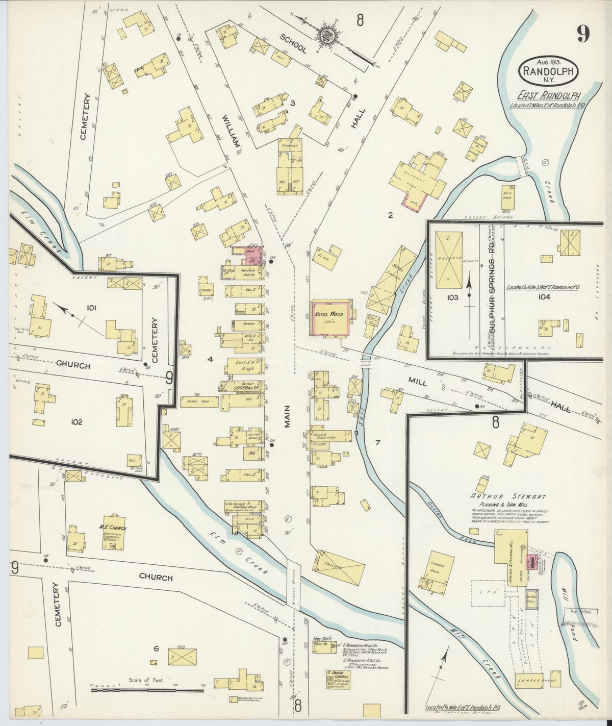 Sanborn Fire Insurance Map from Randolph, Cattaraugus County, New York (1913), Sheet #0009 - Complete Map Set gallery image, historic Sanborn map, vintage wall art, New York New York