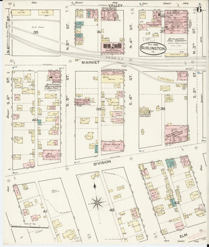Sanborn Fire Insurance Map from Burlington, Des Moines County, Iowa (1888), Sheet #0006 - Historic Sanborn Fire Insurance Map Print
