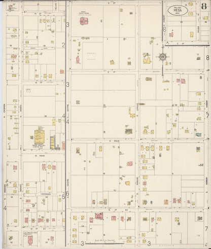 Sanborn Fire Insurance Map from Mesa, Maricopa County, Arizona (1915), Sheet #0008 - Complete Map Set gallery image, historic Sanborn map, vintage wall art, Arizona Arizona